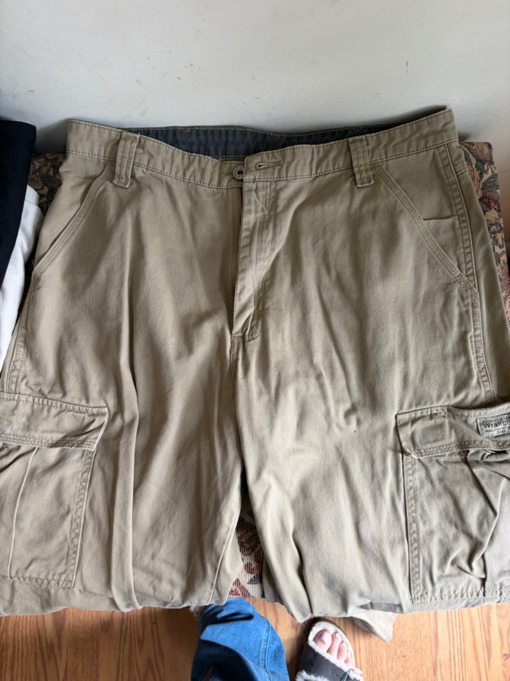 Men's Khaki Cargo Pants - Classic Utility Style 34x32